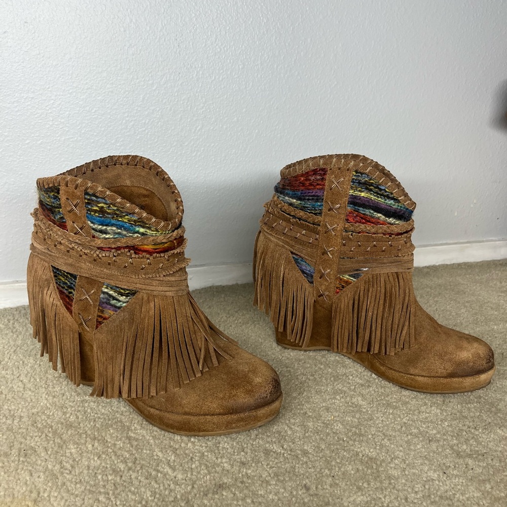 Naughty Monkey Brown Fringe Ankle Boots